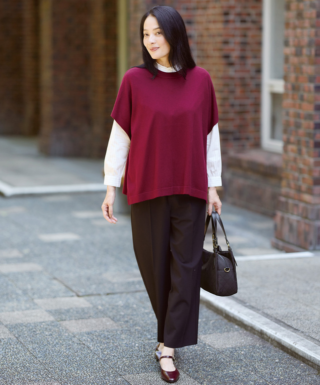 センタープレス セミワイドパンツ 