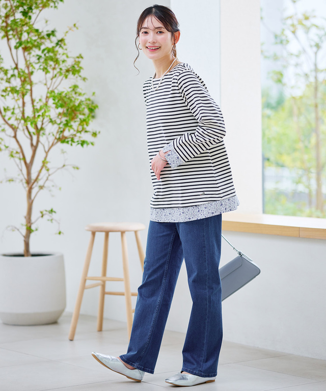 ストレッチ ストレート デニムパンツ