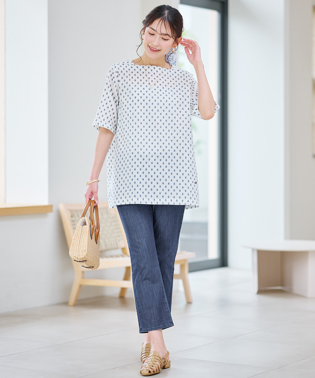 ブリーズデニム 【スリム8分丈】【接触冷感】