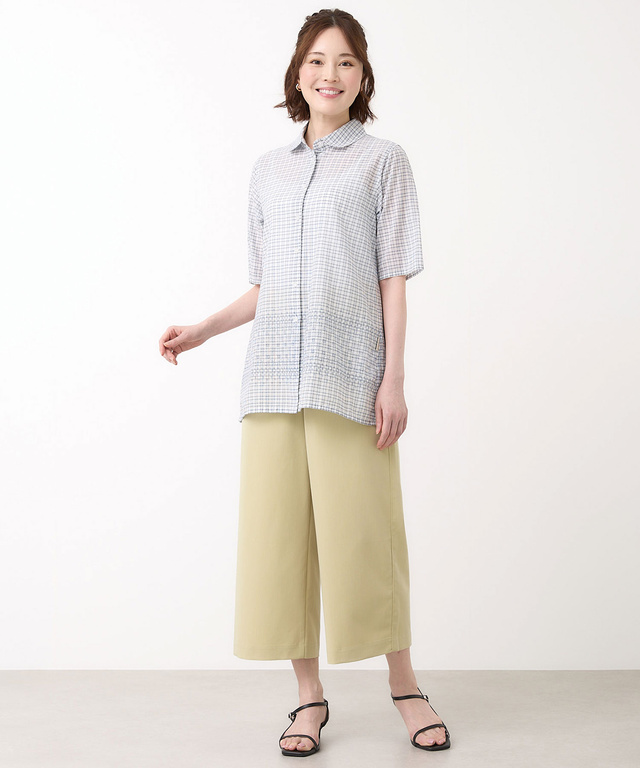 クロップド丈 ワイド パンツ