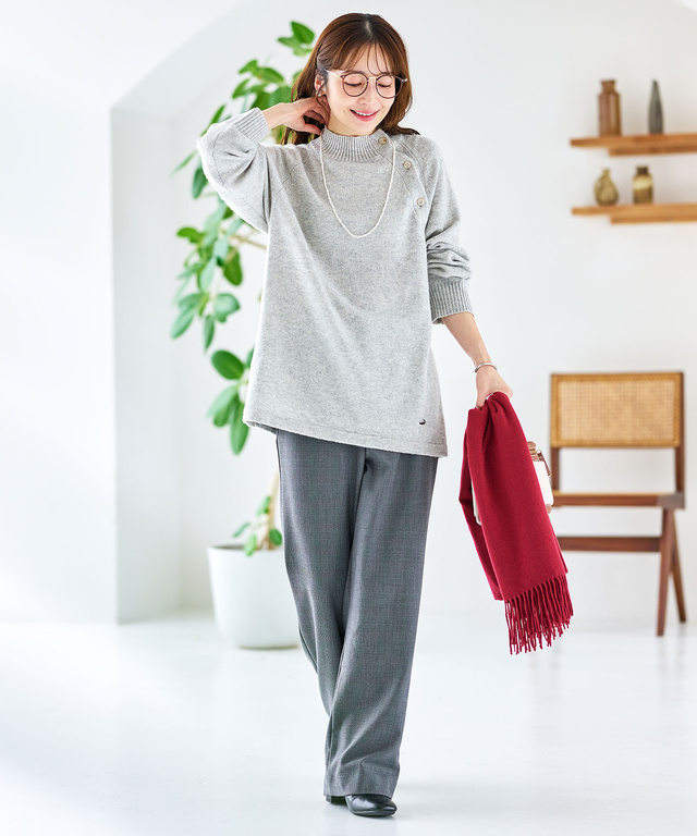 裏起毛 チェック パンツ