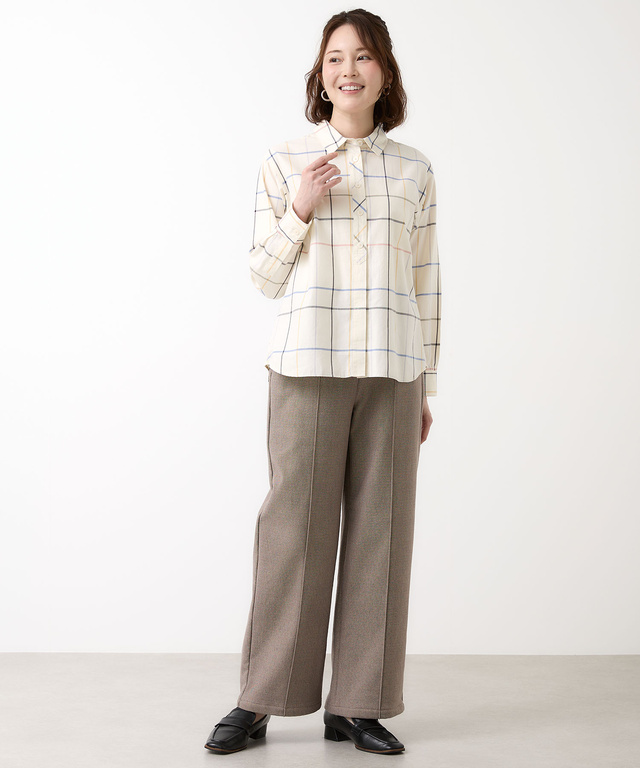 裏起毛 ピンタック ストレートパンツ