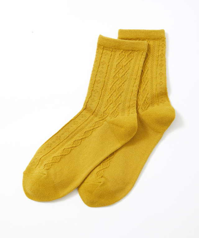 ケーブル柄 ソックス 