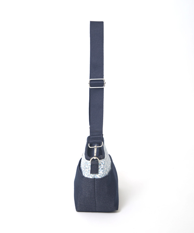 デニム風 小花柄 ショルダーバッグ