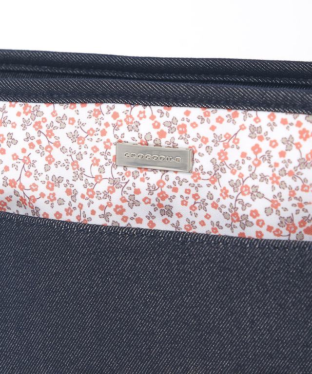 デニム風 小花柄 ショルダーバッグ