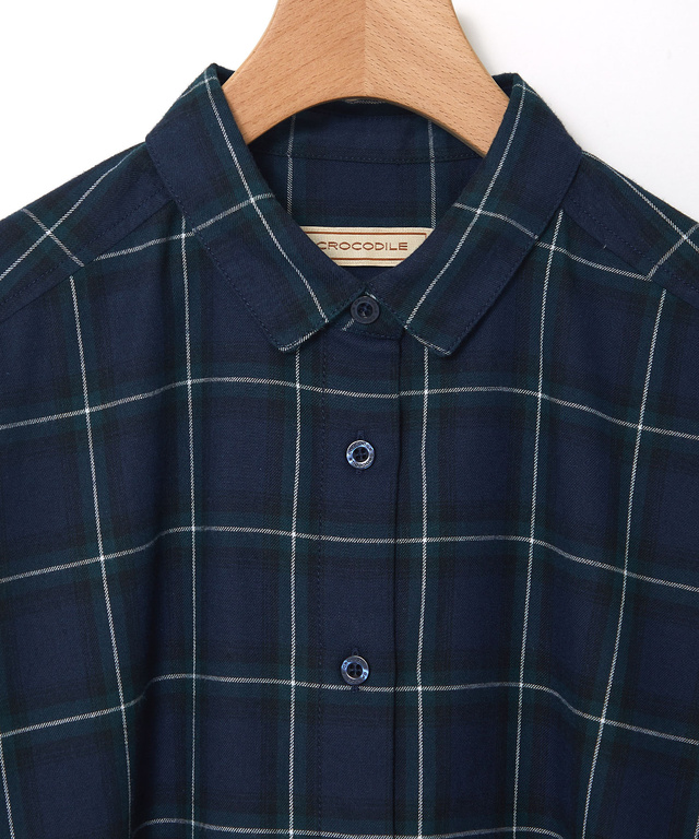 レギュラーカラー チェック柄 チュニック