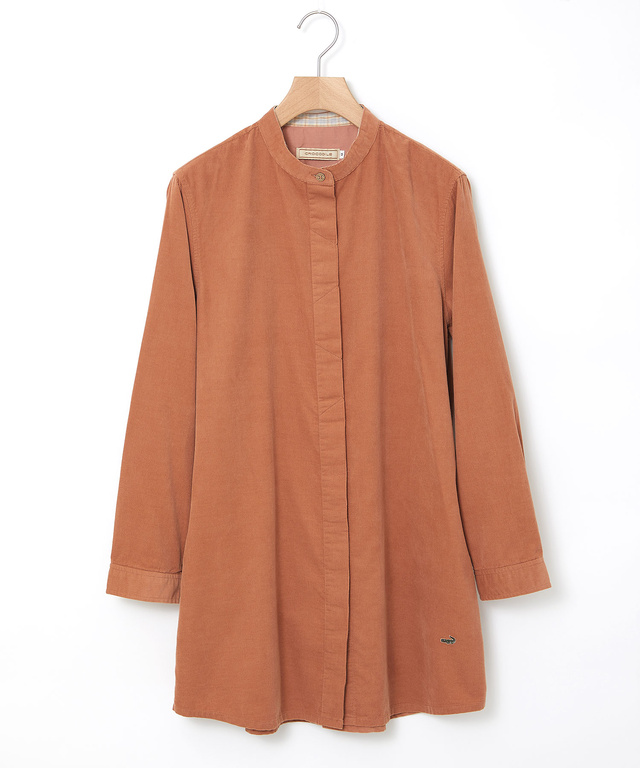  コーデュロイ バンドカラー チュニック