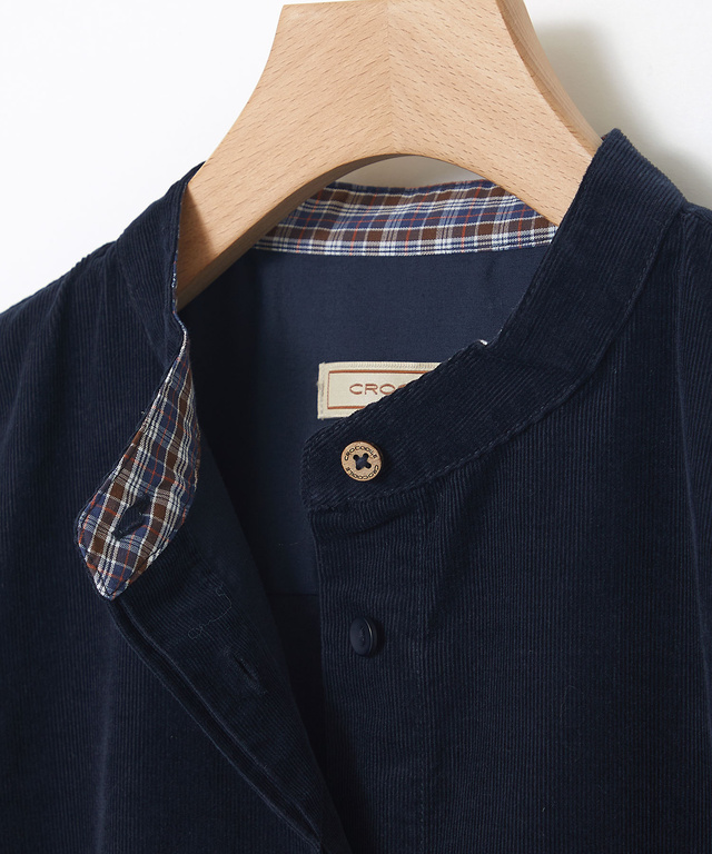 コーデュロイ バンドカラー チュニック【オンラインショップ限定】