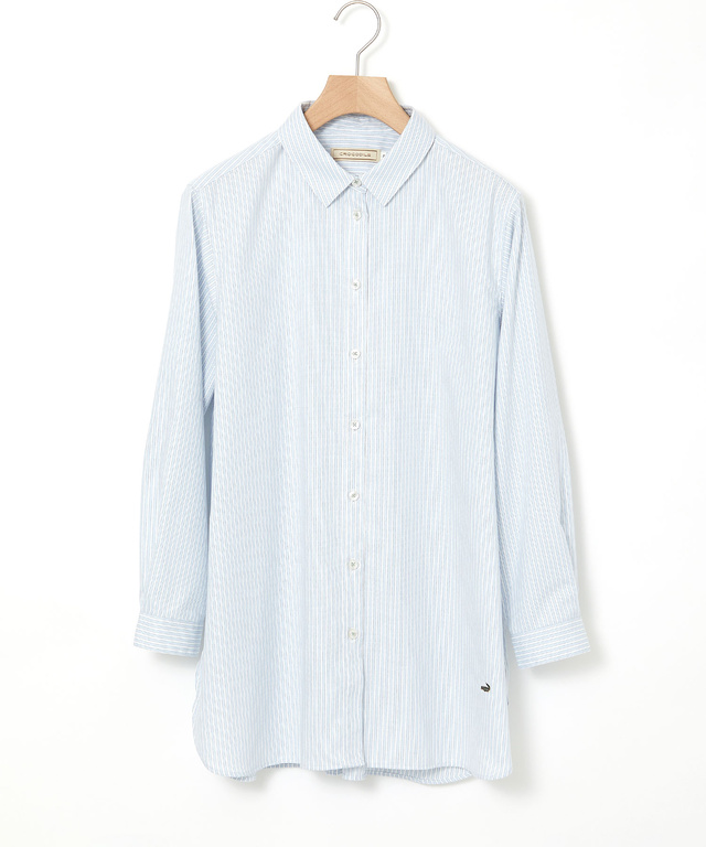 ノンアイロン ストライプ チュニック【シワになりにくい】