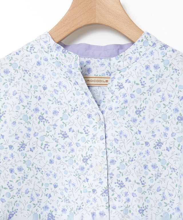 花柄 スタンドカラー チュニック