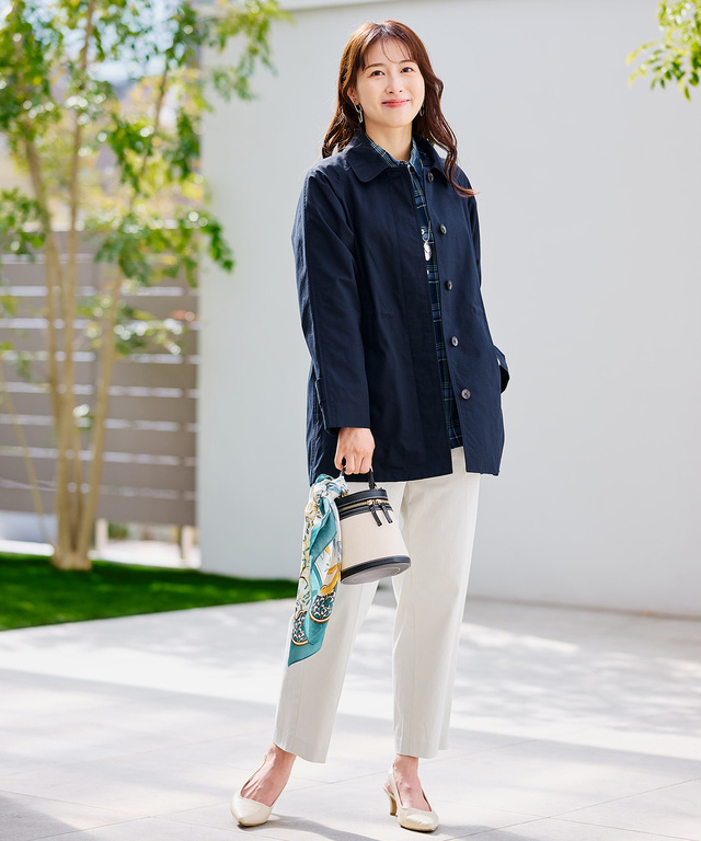 リネンブレンド チェック柄 チュニック