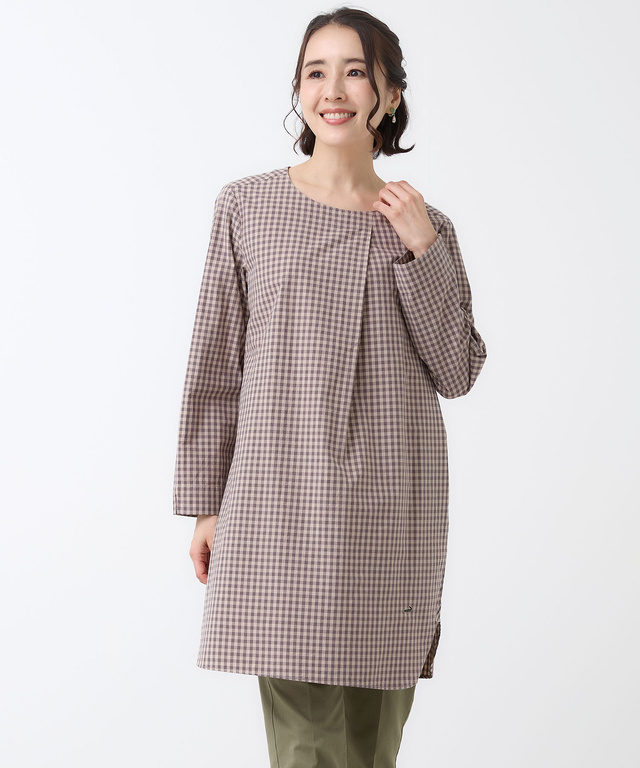 タックデザイン チェック チュニック【オンラインショップ・一部店舗限定】