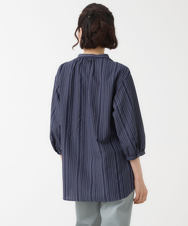 ストライプ ギャザー チュニック