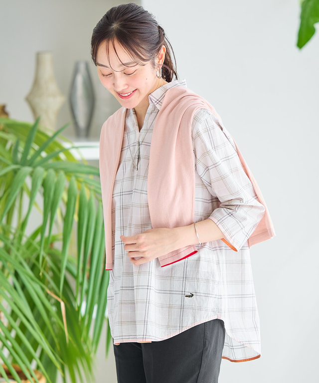 リネンブレンド スキッパー チュニック