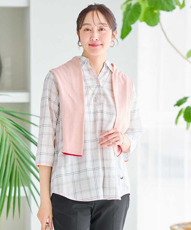 リネンブレンド スキッパー チュニック