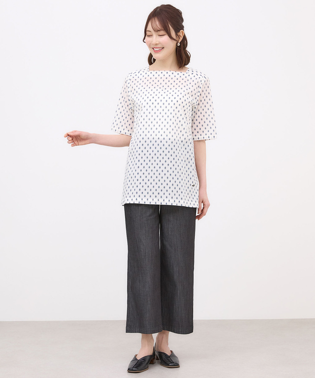 プロヴァンス柄 スクエアネック チュニック【オンラインショップ・一部店舗限定】