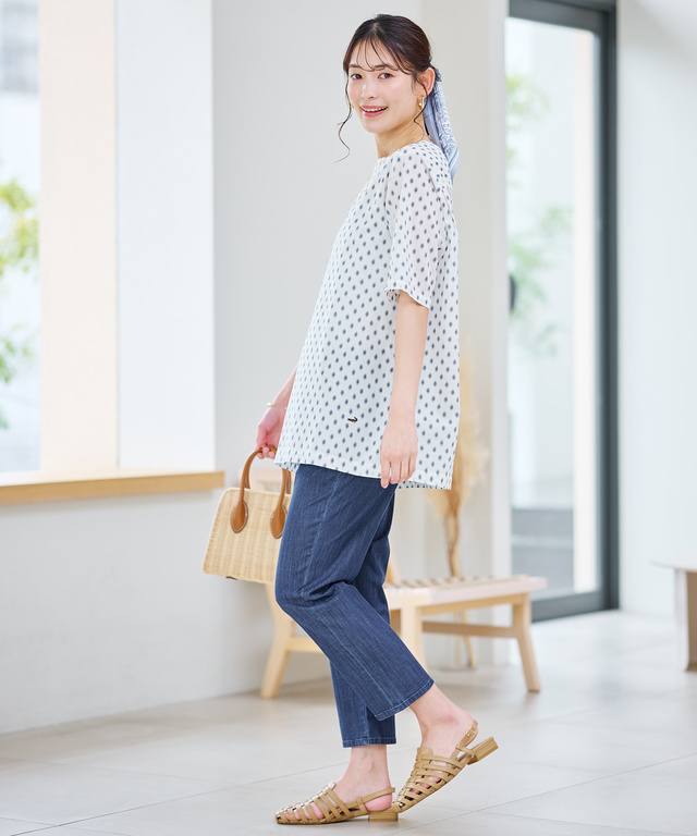 プロヴァンス柄 スクエアネック チュニック【オンラインショップ・一部店舗限定】