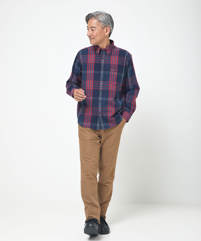 シャギー加工 タータン柄 シャツ