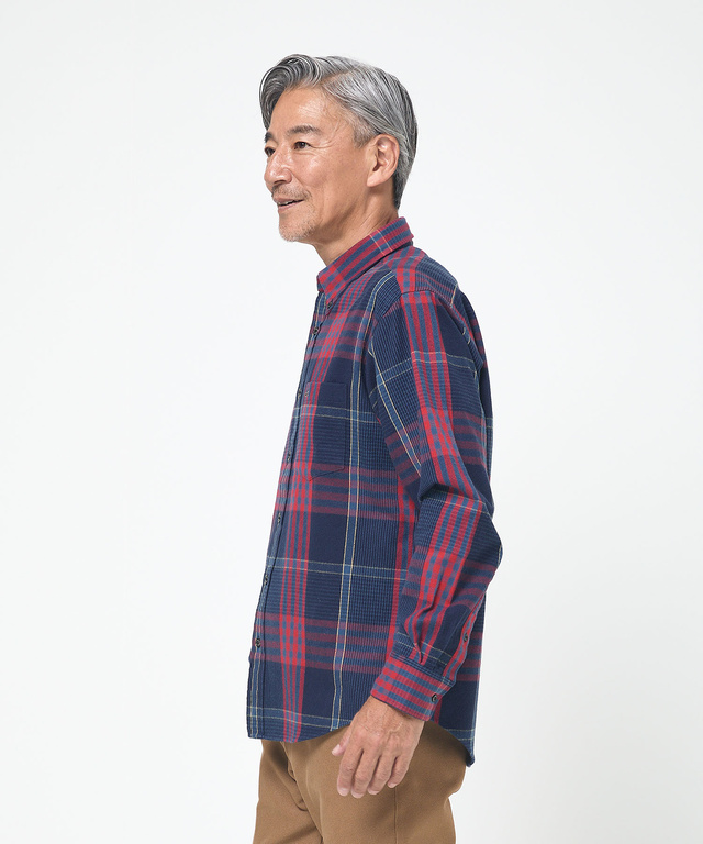 シャギー加工 タータン柄 シャツ