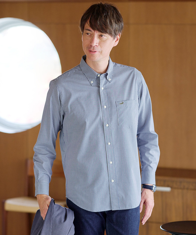 ノンアイロン ギンガムチェック ボタンダウンシャツ【シワになりにくい】