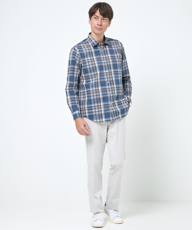 ノンアイロン マドラスチェック シャツ 【シワになりにくい】