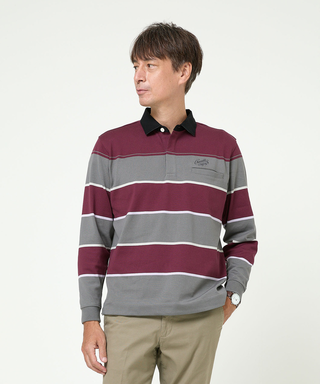 パネルボーダー柄 ポロシャツ