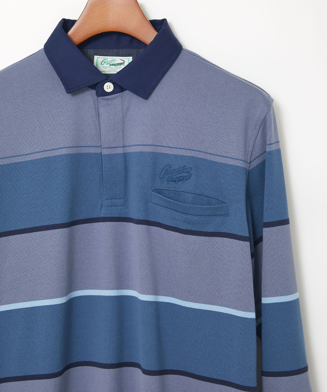 パネルボーダー柄 ポロシャツ