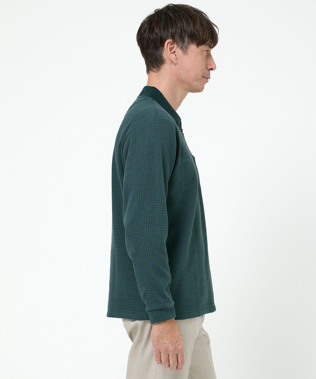 千鳥柄 ハーフジップ ポロシャツ