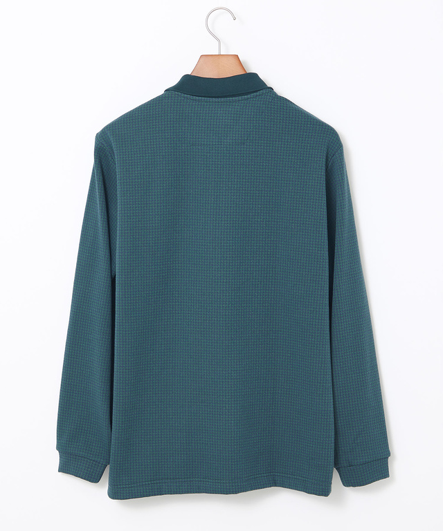 千鳥柄 ハーフジップ ポロシャツ