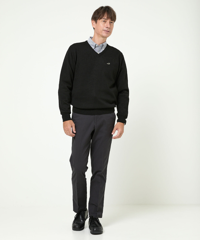 10ゲージVネックセーター【洗濯機洗いOK】