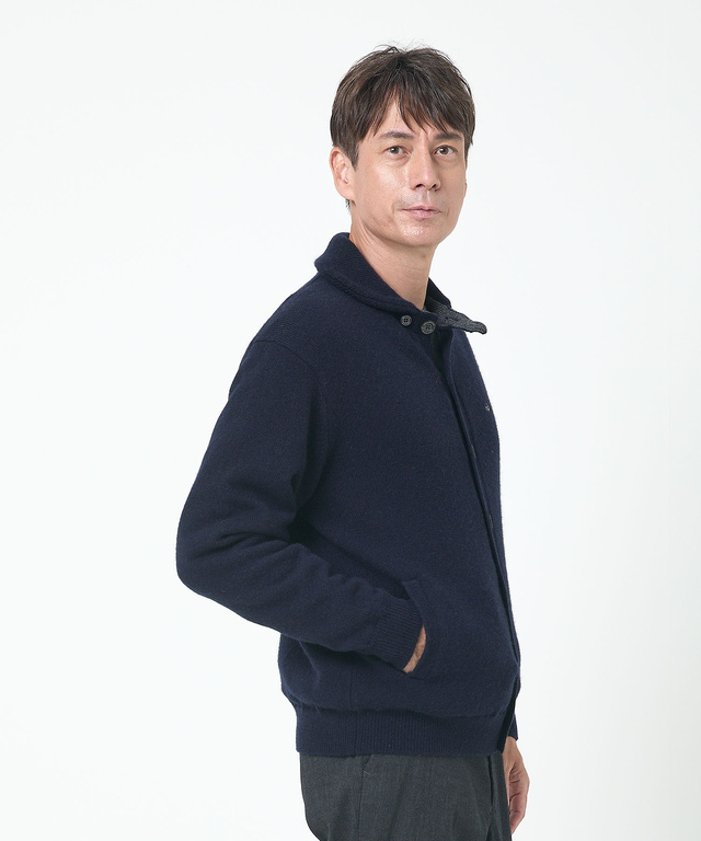 ウールブレンド 裏付き カーディガン