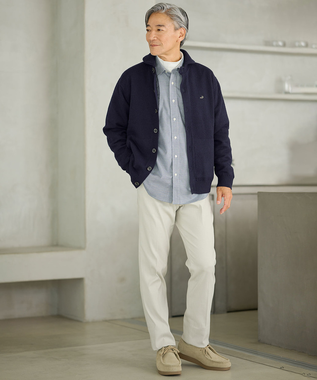 ウールブレンド 裏付き カーディガン