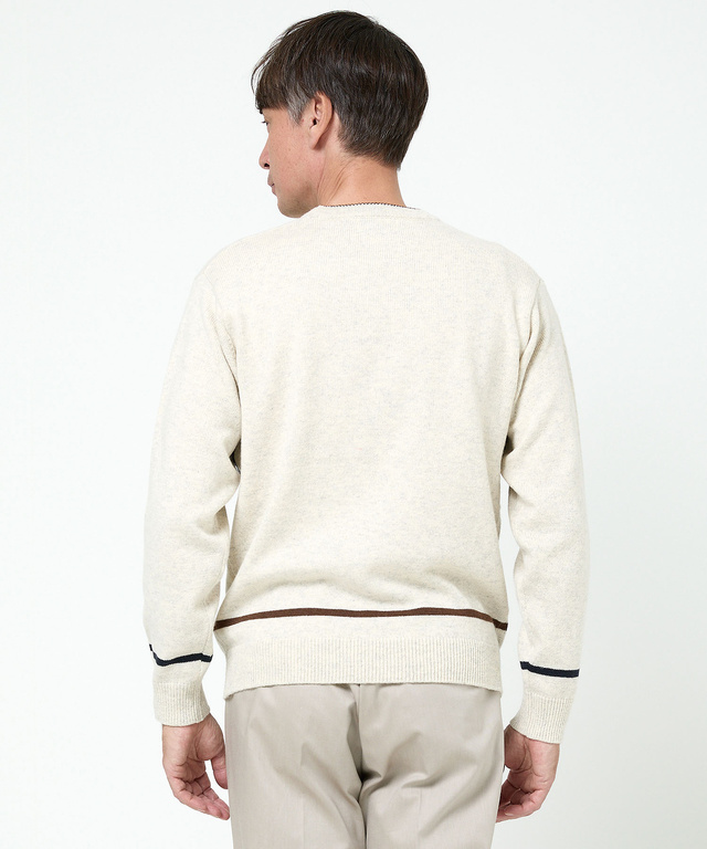 ウールブレンド ワイドボーダー ニット 【手洗いOK】