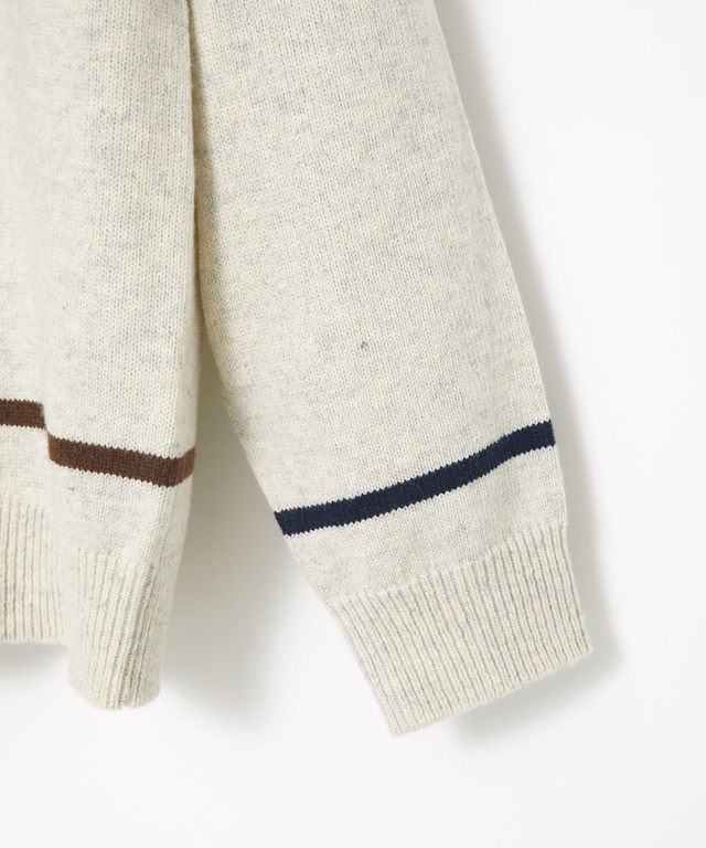 ウールブレンド ワイドボーダー ニット 【手洗いOK】
