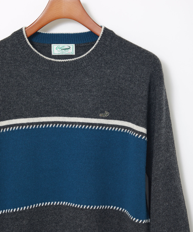 ウールブレンド ワイドボーダー ニット 【手洗いOK】