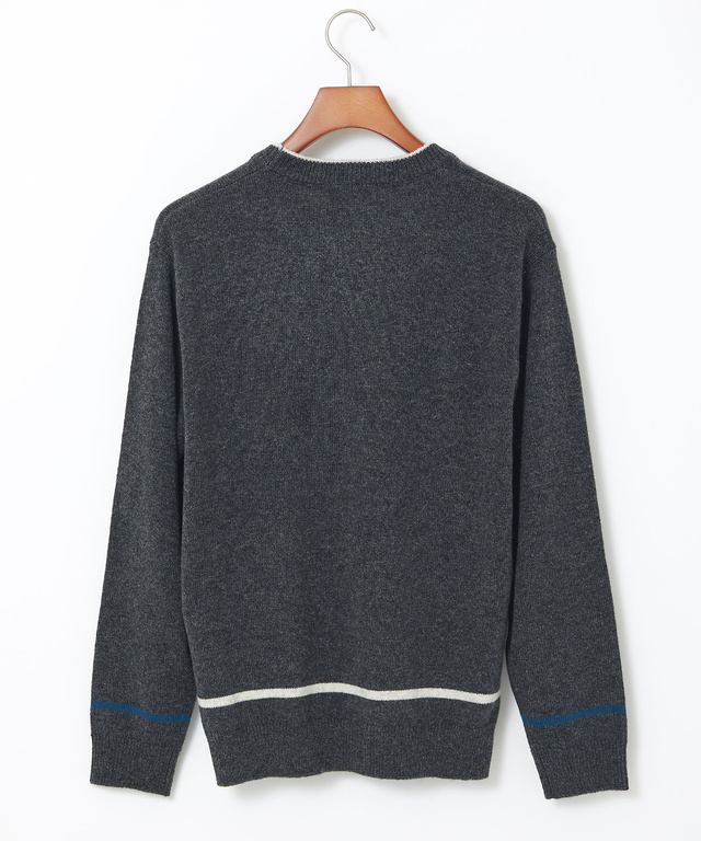 ウールブレンド ワイドボーダー ニット 【手洗いOK】