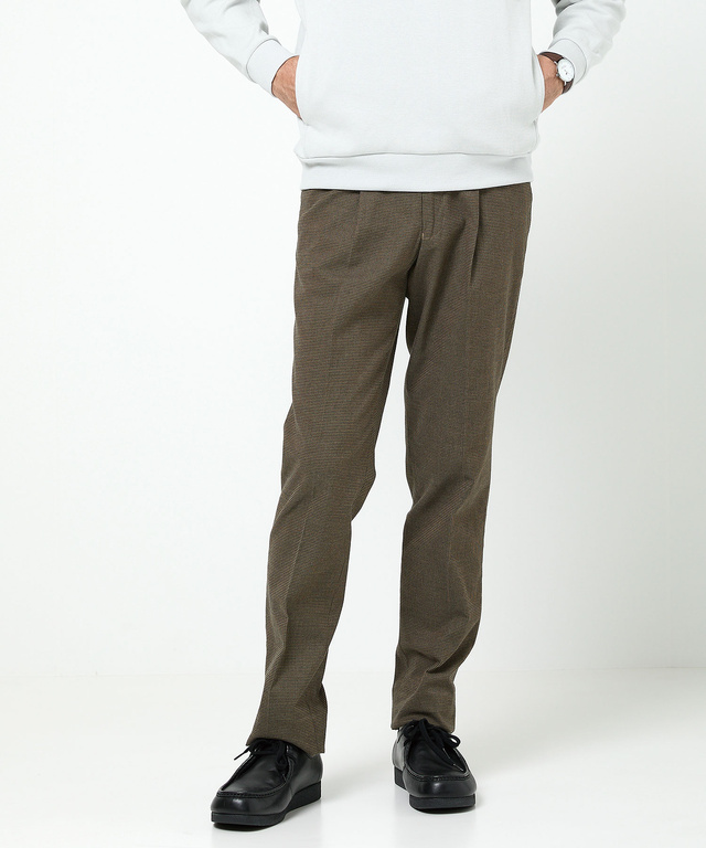 千鳥柄 微起毛 タックパンツ