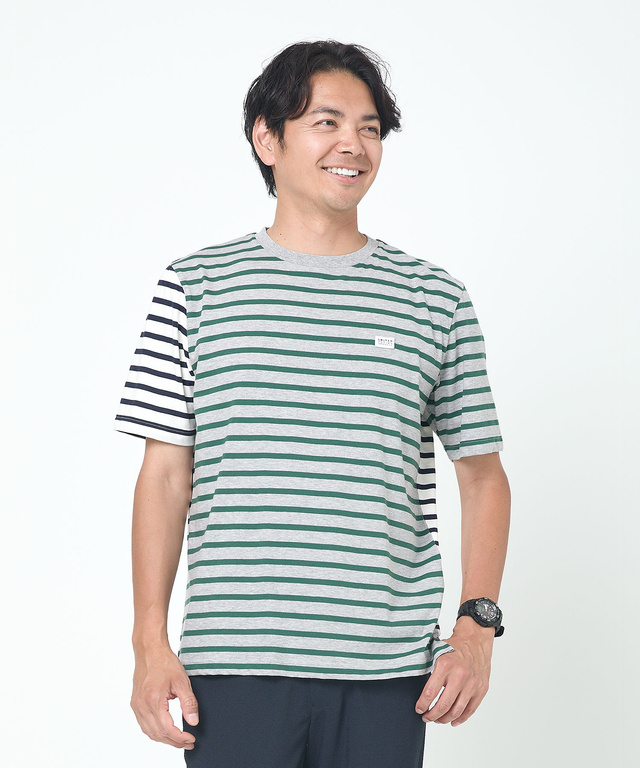 スノーコットン クレイジーボーダー柄 Tシャツ【接触冷感】