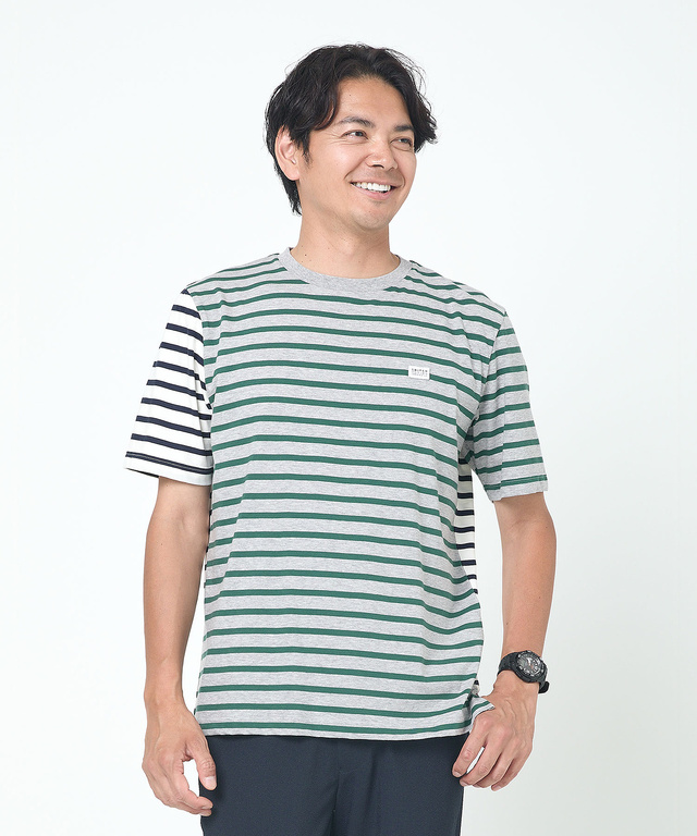スノーコットン クレイジーボーダー柄 Tシャツ【接触冷感】