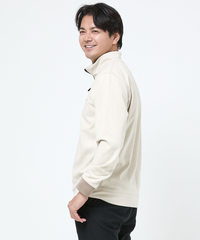 ツイル素材 ハーフジップ トレーナー