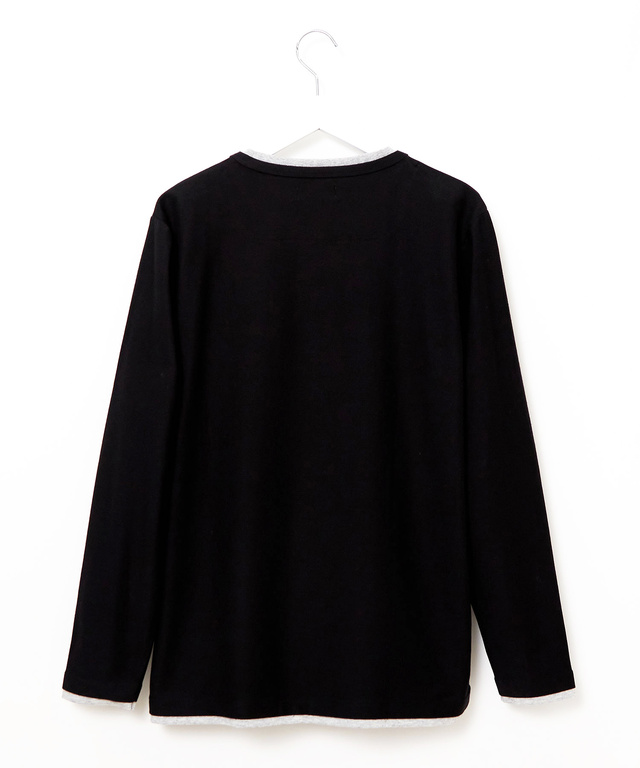 レイヤード風 ヘンリーネック Tシャツ