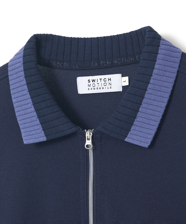 鹿の子 ハーフジップ ポロシャツ