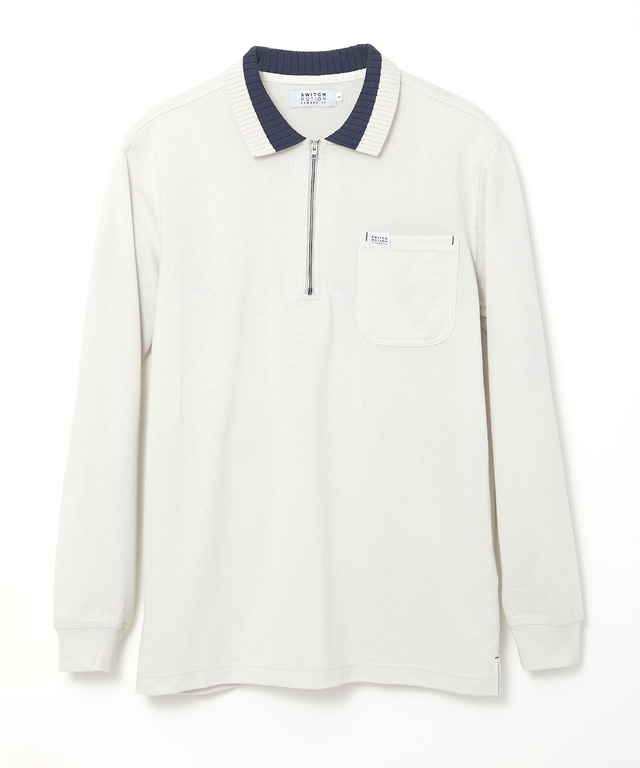 鹿の子 ハーフジップ ポロシャツ