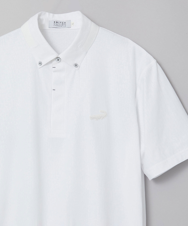エンボスプリント 襟切り替え ポロシャツ