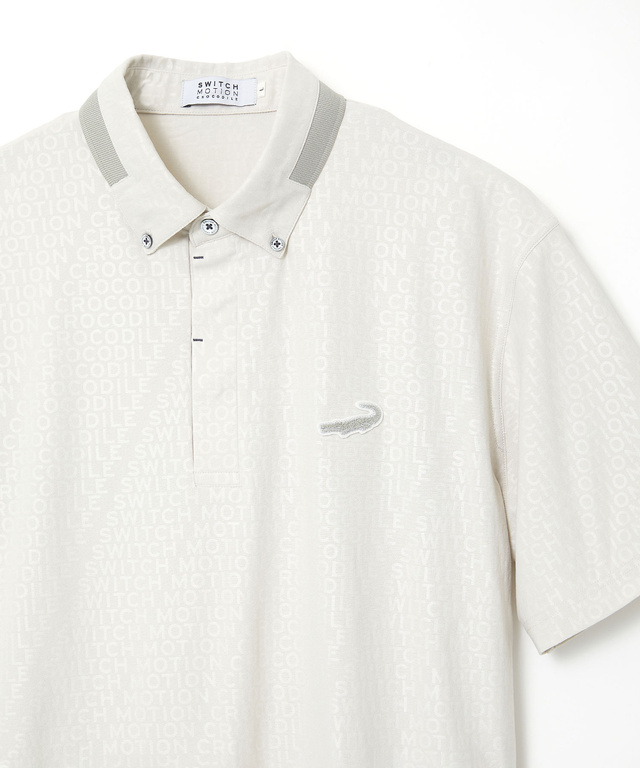 エンボスプリント 襟切り替え ポロシャツ