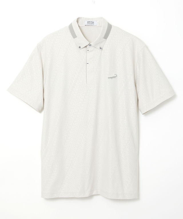 エンボスプリント 襟切り替え ポロシャツ