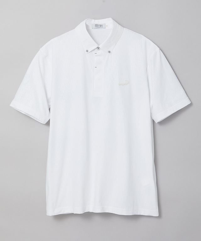 エンボスプリント 襟切り替え ポロシャツ