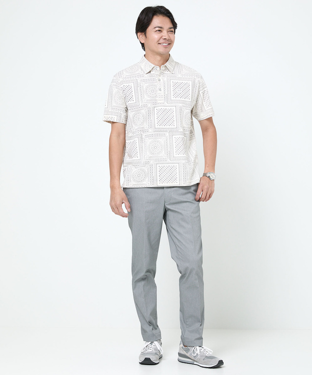 総柄 バンダナプリント ポロシャツ