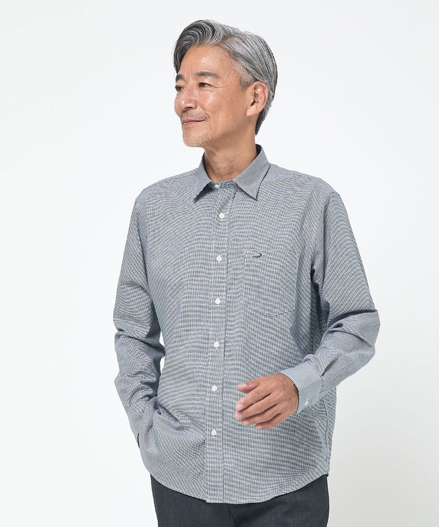 ノンアイロン 千鳥柄 シャツ【シワになりにくい】