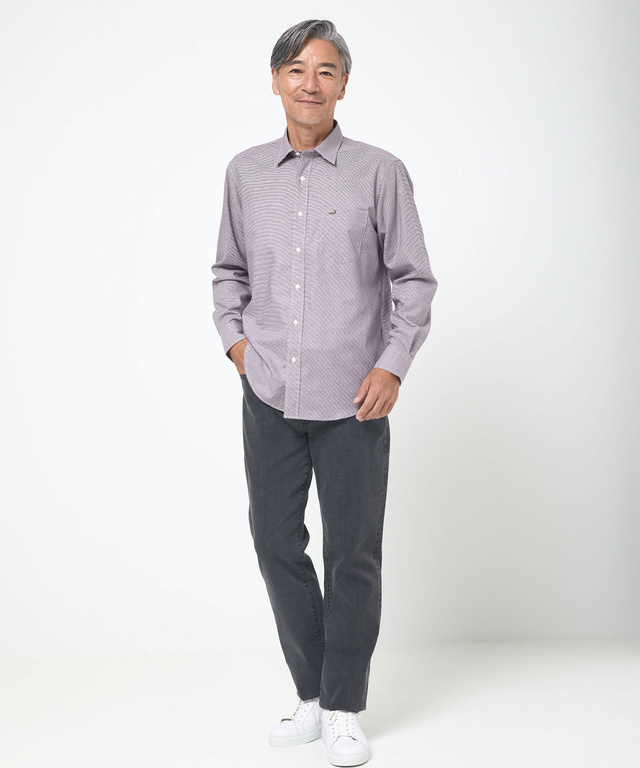 ノンアイロン 千鳥柄 シャツ【シワになりにくい】